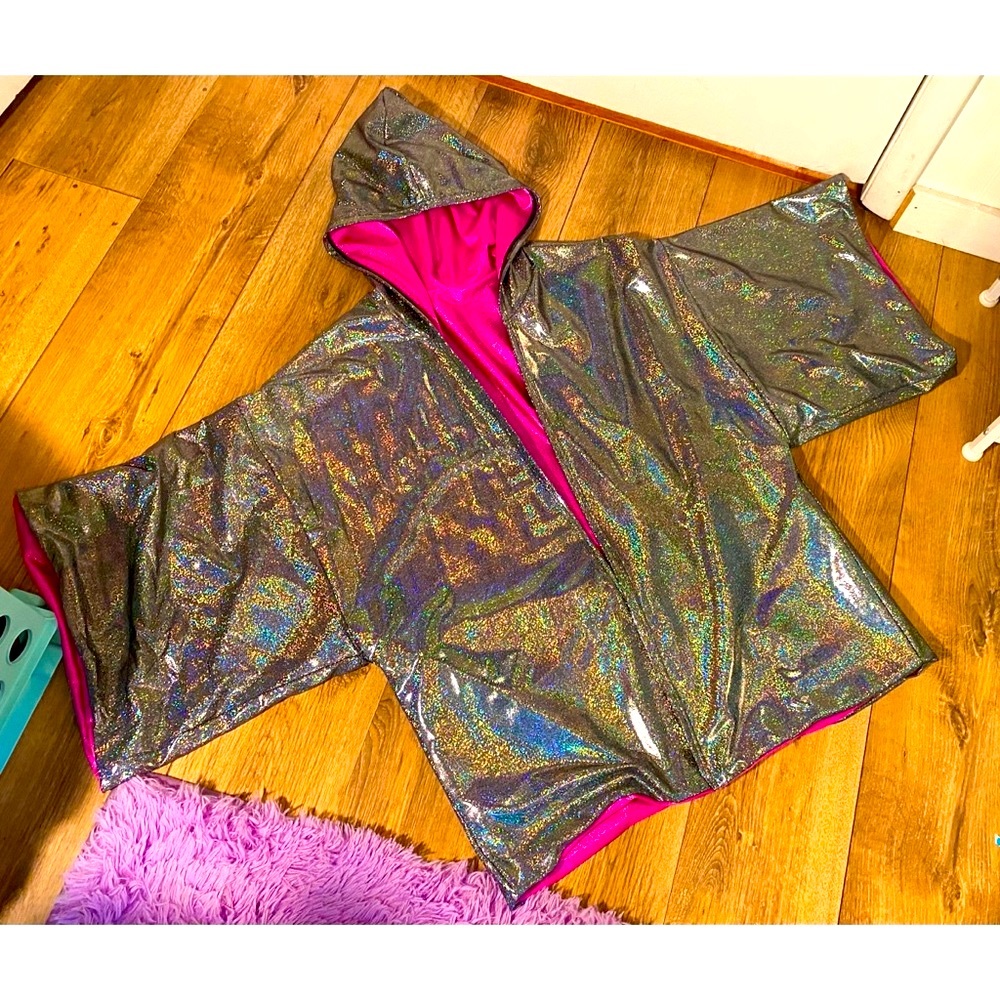 Coquetry Silver Pink Reversible Robe XL $125